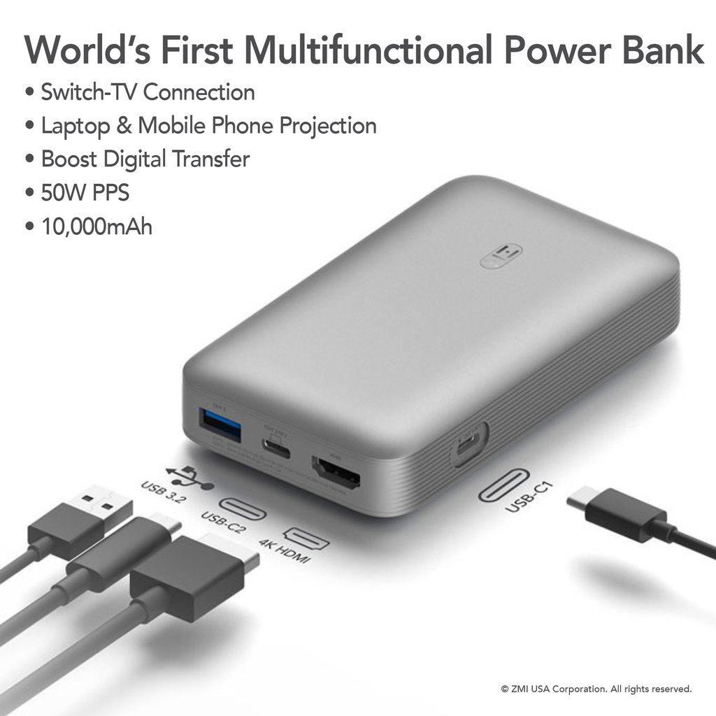 ZMI Power Bank with USB-C hub, HDMI, & Nintendo Switch
